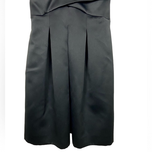 Halston Heritage Little Black Dress Satin Full Skirt w/Pockets Size 4 Cocktail - Picture 4 of 8